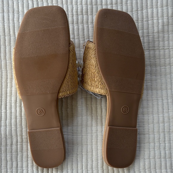 A New Day Delany Tan Pearl Embellished Raffia Women’s Slide Sandals NWT - Picture 5 of 5